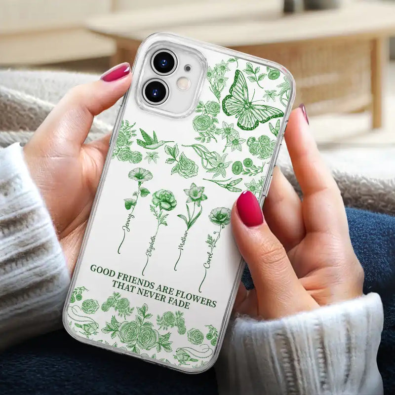 Gift For Yourself,Gift For Women,Gift For Bestie,Old Best friends,Love - Toile De Jouy Birth Flower Grow An Old Friend - Personalized Clear Phone Case
