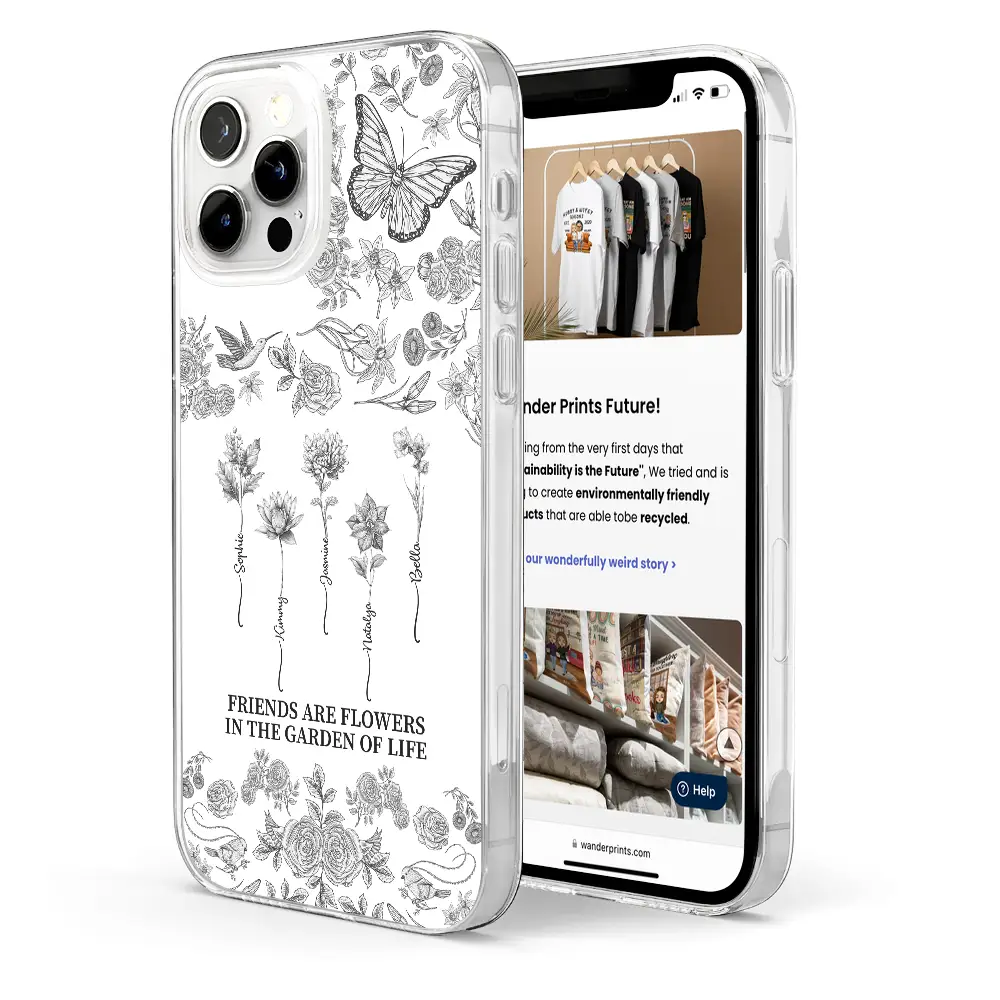 Gift For Yourself,Gift For Women,Gift For Bestie,Old Best friends,Love - Toile De Jouy Birth Flower Grow An Old Friend - Personalized Clear Phone Case