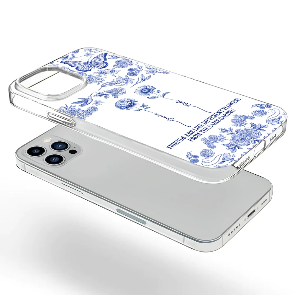 Gift For Yourself,Gift For Women,Gift For Bestie,Old Best friends,Love - Toile De Jouy Birth Flower Grow An Old Friend - Personalized Clear Phone Case