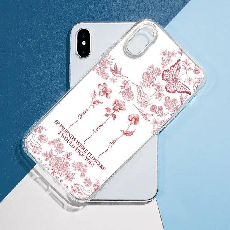 Gift For Yourself,Gift For Women,Gift For Bestie,Old Best friends,Love - Toile De Jouy Birth Flower Grow An Old Friend - Personalized Clear Phone Case