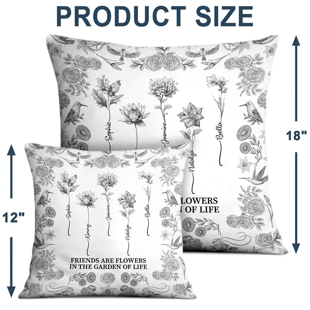 Gift For Yourself,Gift For Women,Gift For Bestie,Old Best friends,Love - Toile De Jouy Birth Flower Grow An Old Friend - Personalized Pillow