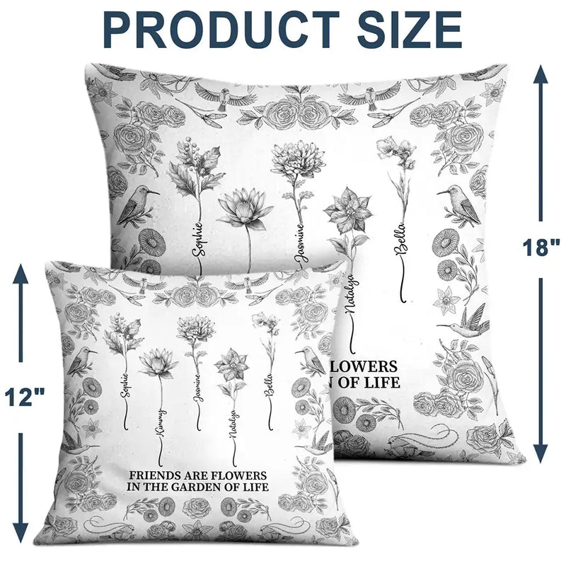 Gift For Yourself,Gift For Women,Gift For Bestie,Old Best friends,Love - Toile De Jouy Birth Flower Grow An Old Friend - Personalized Pillow