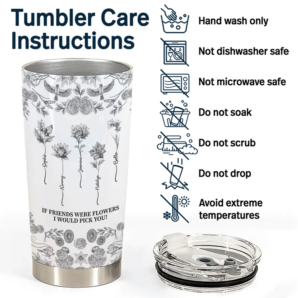 Gift For Bestie, Old Best friends , Love - Toile De Jouy Birth Flower Grow An Old Friend - Personalized Tumbler