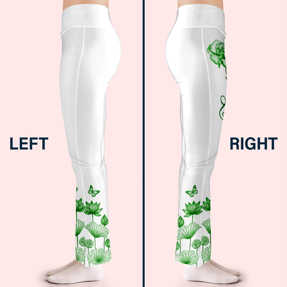 Gift For Yourself,Gift For Women,Yoga,Happy - Toile De Jouy Birth Month Flower - Personalized Leggings