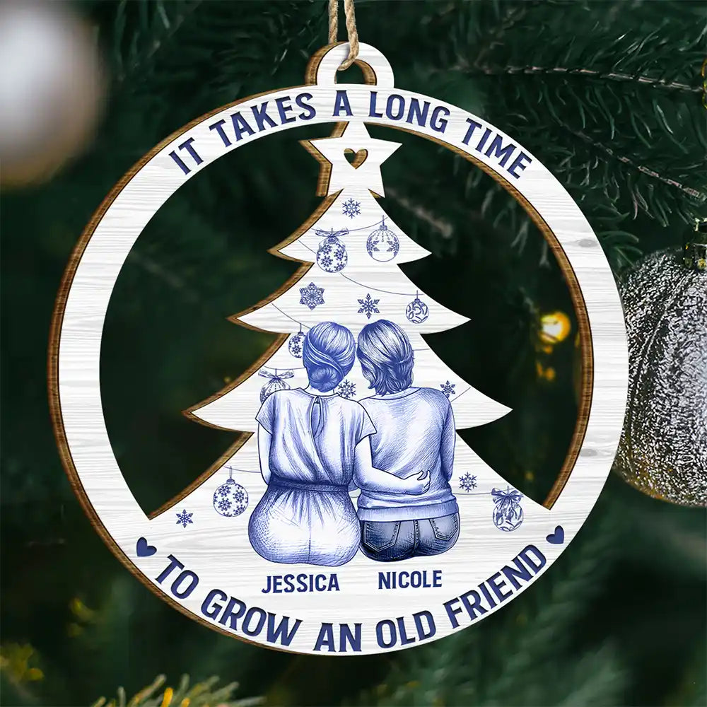 Décoration de Noël en toile de Jouy : « Grow An Old Friend » personnalisée 