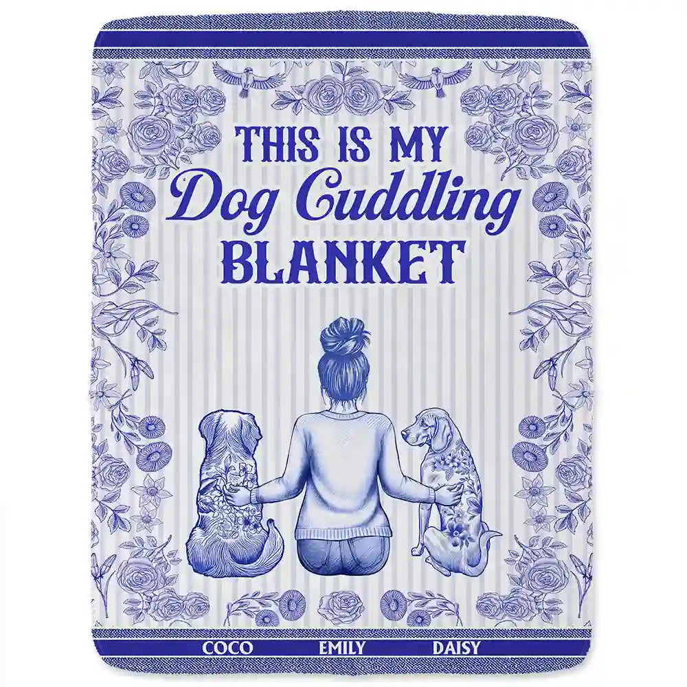 Dog Lovers,Dog Mom,Dog Dad,Pet Lovers,Pet Mom,Pet Dad,Love - Toile De Jouy Dog Cuddling Blanket - Personalized Fleece Blanket, Sherpa Blanket