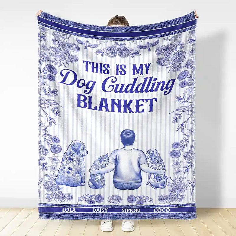 Dog Lovers,Dog Mom,Dog Dad,Pet Lovers,Pet Mom,Pet Dad,Love - Toile De Jouy Dog Cuddling Blanket - Personalized Fleece Blanket, Sherpa Blanket
