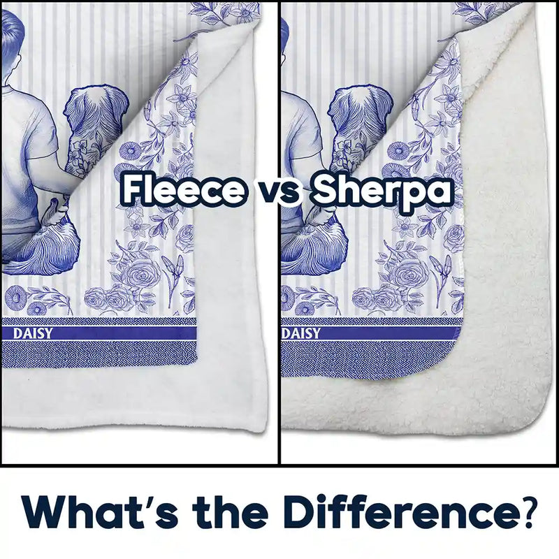 Dog Lovers,Dog Mom,Dog Dad,Pet Lovers,Pet Mom,Pet Dad,Love - Toile De Jouy Dog Cuddling Blanket - Personalized Fleece Blanket, Sherpa Blanket