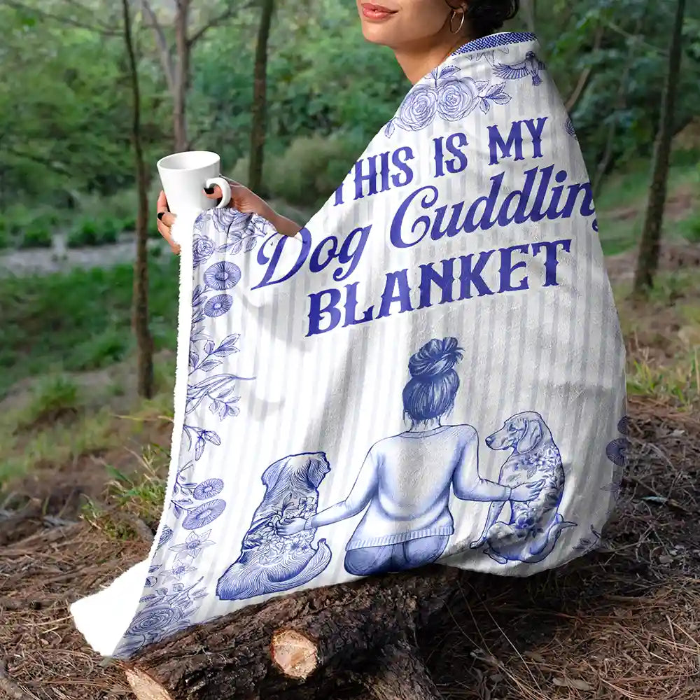 Dog Lovers,Dog Mom,Dog Dad,Pet Lovers,Pet Mom,Pet Dad,Love - Toile De Jouy Dog Cuddling Blanket - Personalized Fleece Blanket, Sherpa Blanket