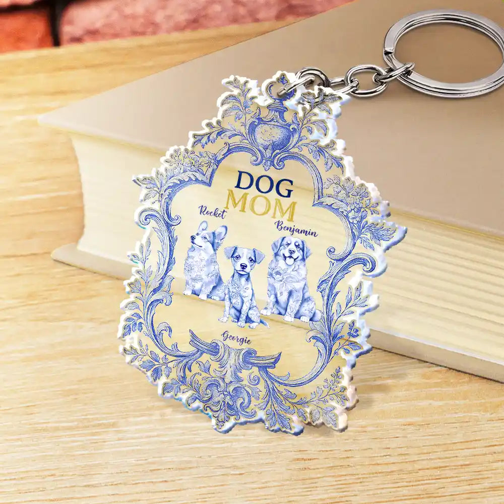 Pet Lovers, Dog Lovers - Toile De Jouy Dog Mom - Personalized Acrylic Keychain
