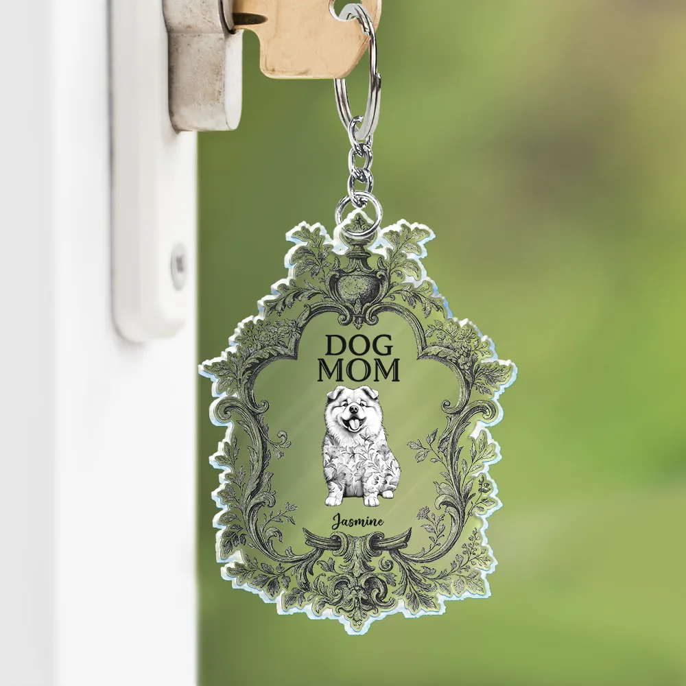 Pet Lovers, Dog Lovers - Toile De Jouy Dog Mom - Personalized Acrylic Keychain