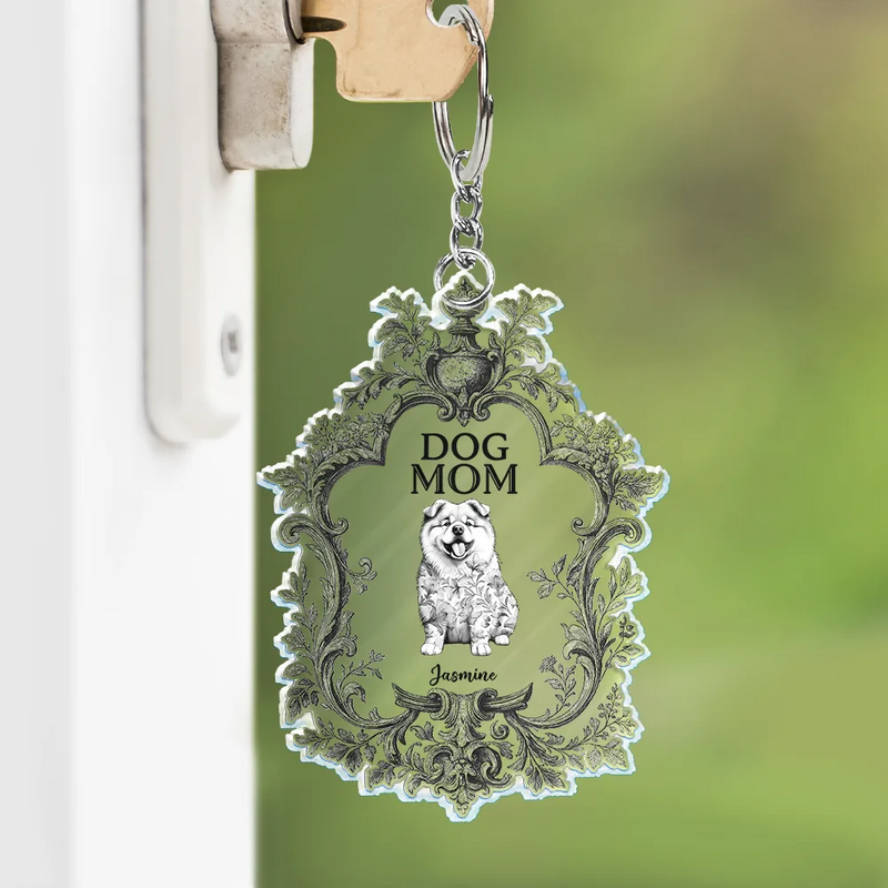Pet Lovers, Dog Lovers - Toile De Jouy Dog Mom - Personalized Acrylic Keychain