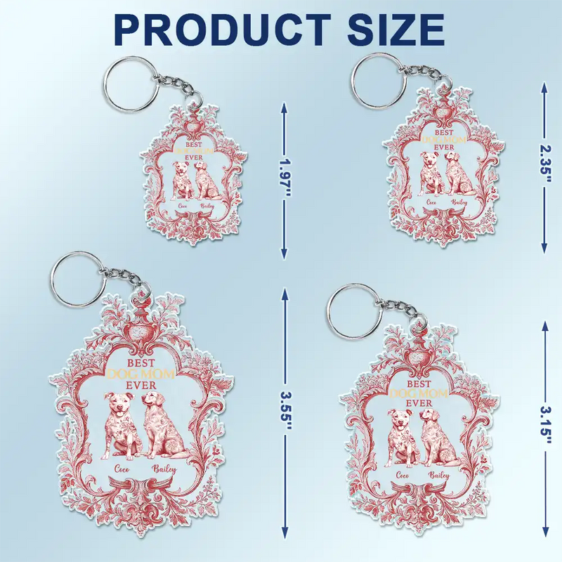 Pet Lovers, Dog Lovers - Toile De Jouy Dog Mom - Personalized Acrylic Keychain