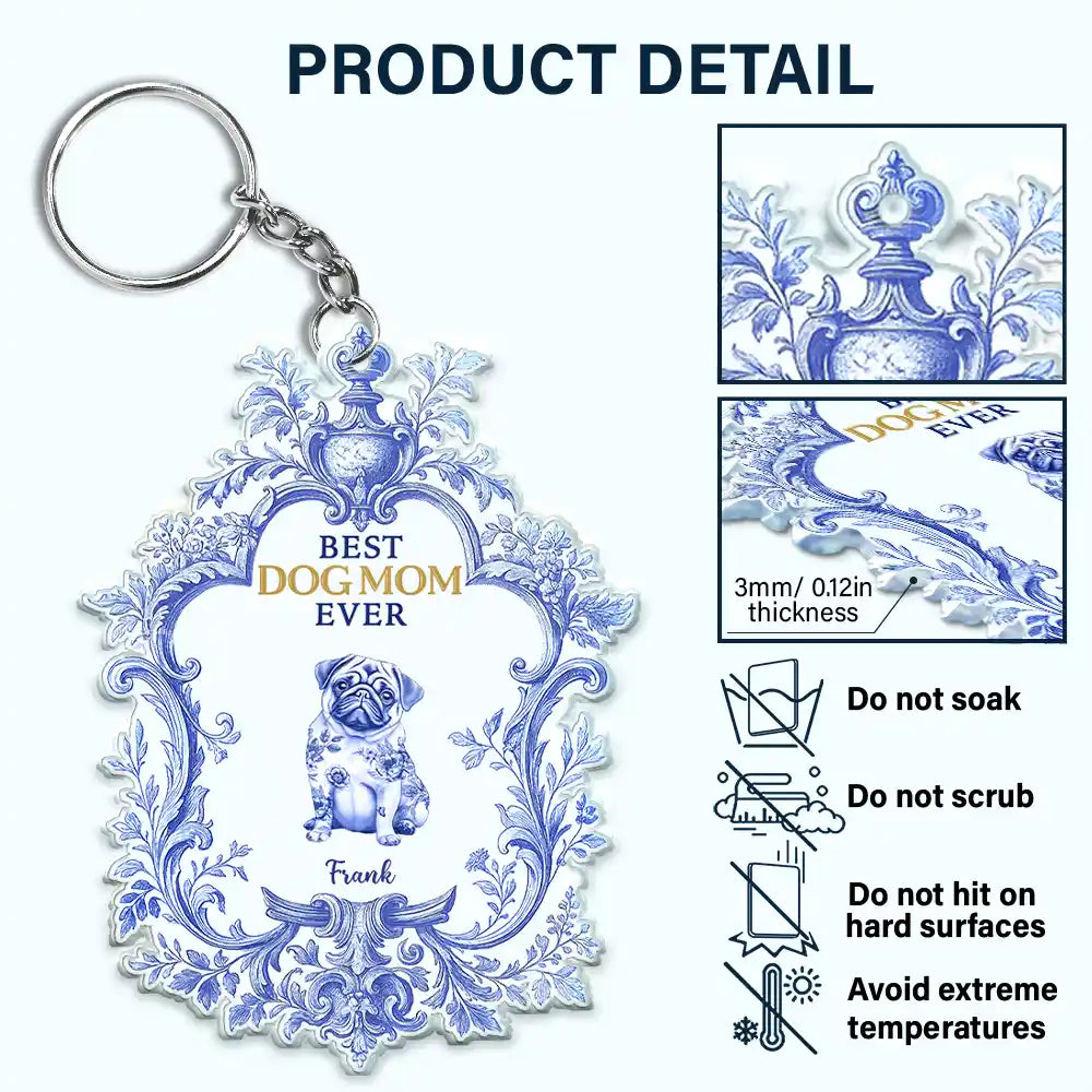 Pet Lovers, Dog Lovers - Toile De Jouy Dog Mom - Personalized Acrylic Keychain