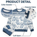 Pet Lovers,Pet Mom,Pet Dad,Dog Lovers,Dog Mom,Dog Dad,Christmas,Happy - Toile De Jouy Feliz Navidog - Personalized Unisex Ugly Sweater