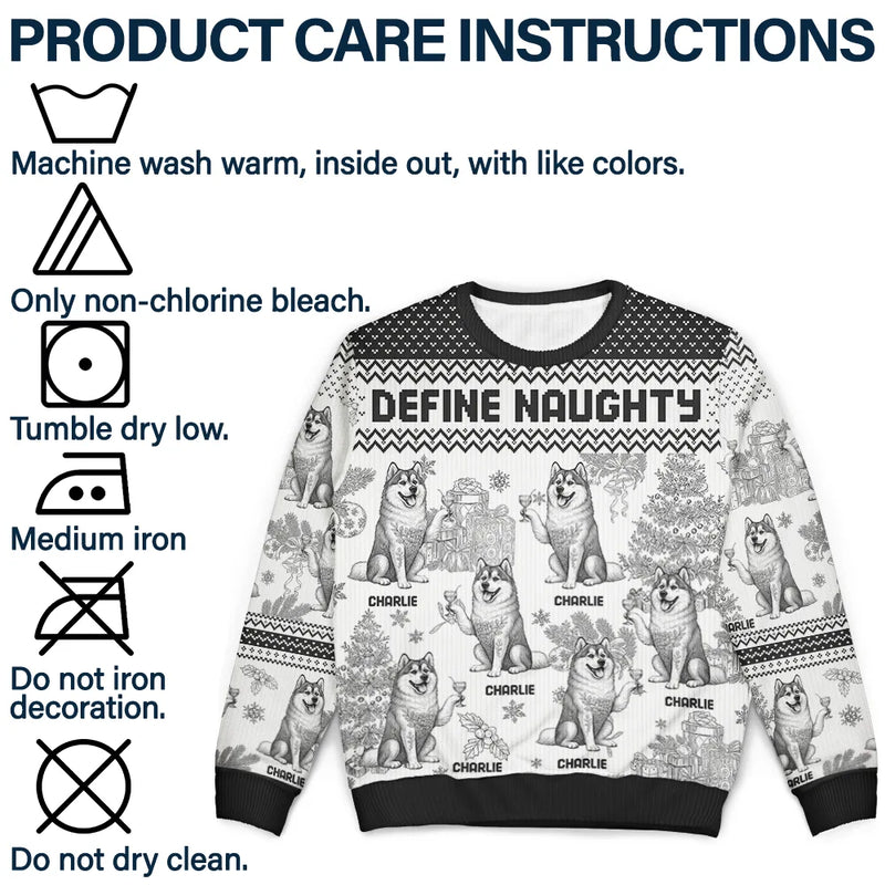Pet Lovers,Pet Mom,Pet Dad,Dog Lovers,Dog Mom,Dog Dad,Christmas,Happy - Toile De Jouy Feliz Navidog - Personalized Unisex Ugly Sweater