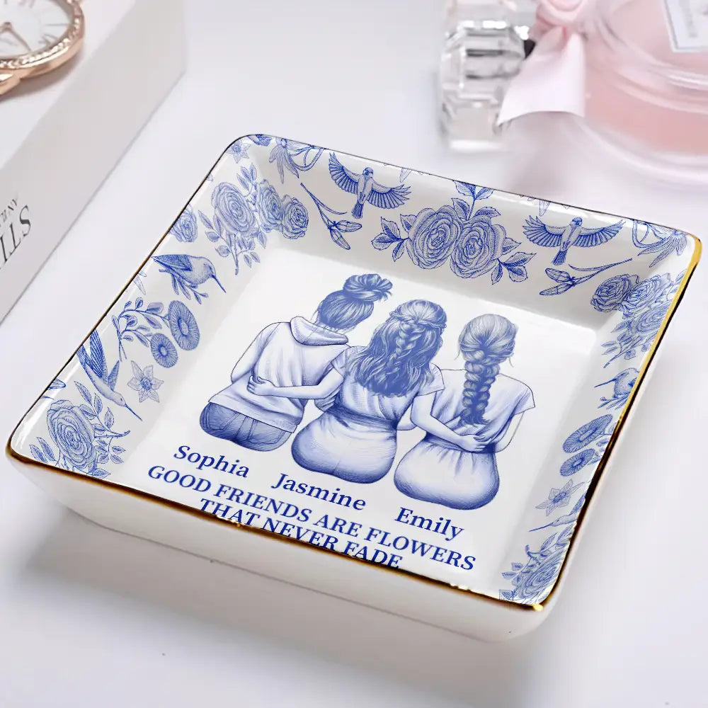 Gift For Women, Gift For Bestie, Old Best friends, Love - Toile De Jouy Grow An Old Friend - Personalized Ring Dish