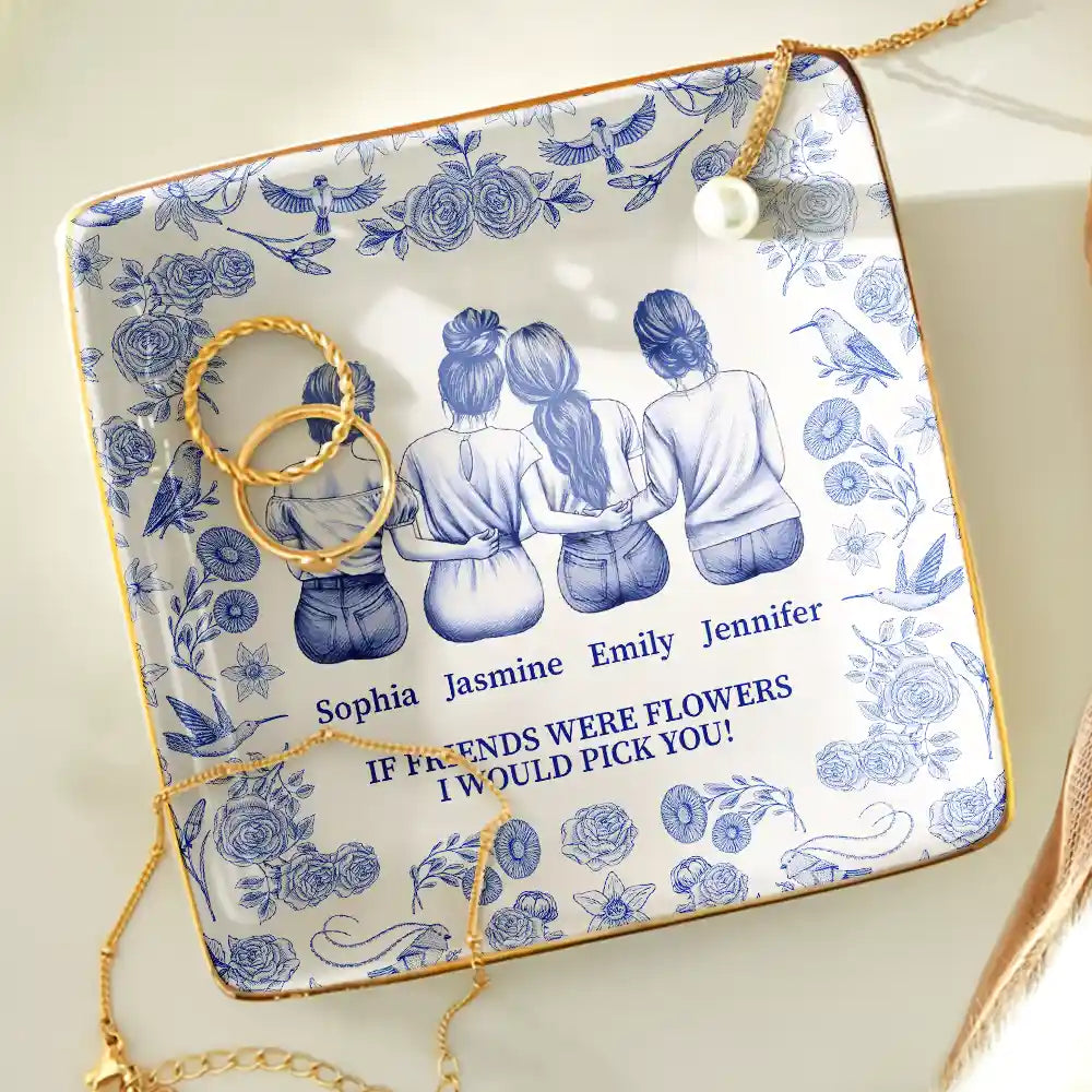 Gift For Women, Gift For Bestie, Old Best friends, Love - Toile De Jouy Grow An Old Friend - Personalized Ring Dish