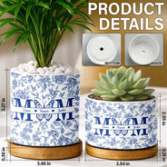 Gift For Mother,Gift For Grandma,Love - Toile De Jouy Mom Grandma Nana - Personalized Ceramic Plant Pot