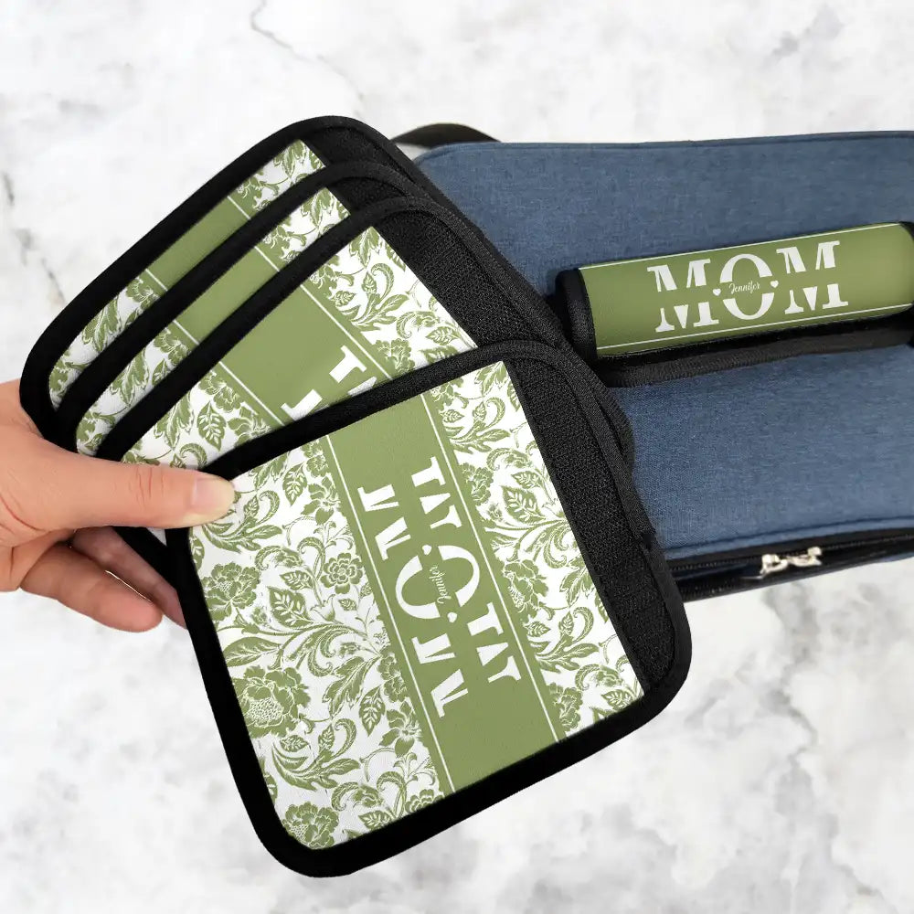 Gift For Mother,Summer,Travel,Happy,Gift For Grandma - Toile De Jouy Mom Grandma Nana - Personalized Luggage Handle Wrap