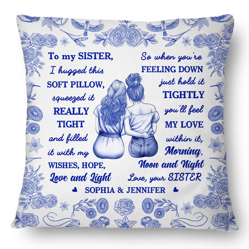 Gift For Women,Gift For Aunt,Gift For Mother,Gift For Daughter,Gift For Sisters,Gift For Sibling,Gift For Bestie,Love - Toile De Jouy Wishes Hope Love And Light - Personalized Pillow