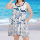 Gift For Yourself, Gift For Women, Gift For Grandma, Love, Summer - Toile De Jouy World Full Of Grandmas - Personalized Sleeveless Tank Dress