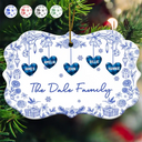 Love,Family,Christmas - Toile Family - Personalized Medallion Ceramic Ornament