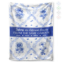 Christmas, Gift For Bestie, Gift For Sisters - Toile Floral Bloom In The Garden - Personalized Fleece Blanket, Sherpa Blanket