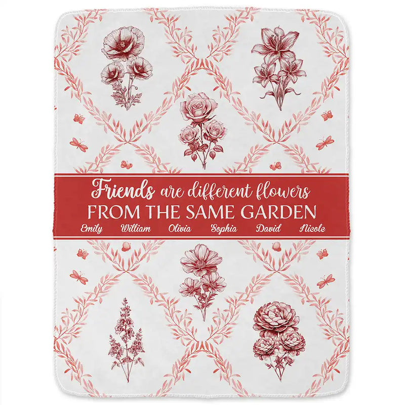 Christmas, Gift For Bestie, Gift For Sisters - Toile Floral Bloom In The Garden - Personalized Fleece Blanket, Sherpa Blanket
