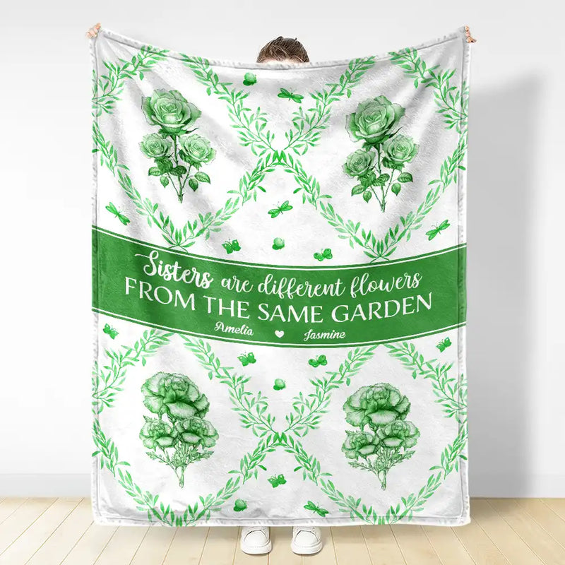 Christmas, Gift For Bestie, Gift For Sisters - Toile Floral Bloom In The Garden - Personalized Fleece Blanket, Sherpa Blanket