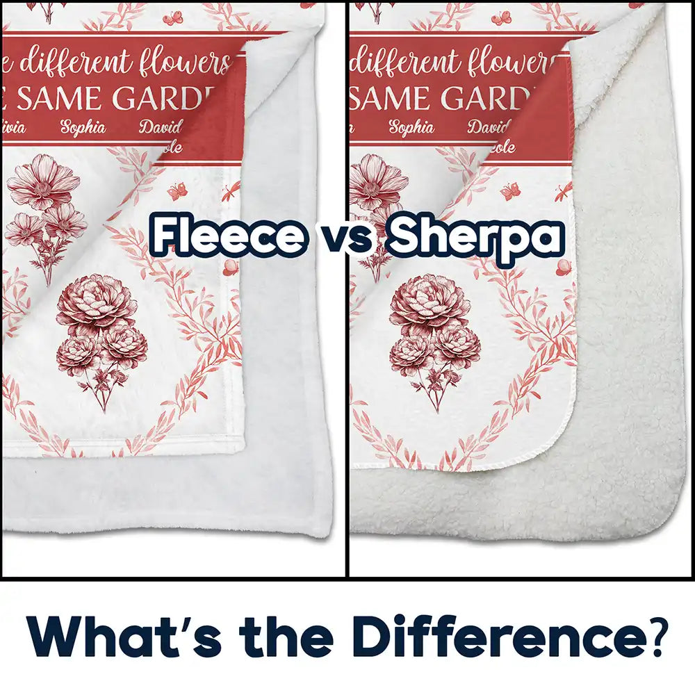 Christmas, Gift For Bestie, Gift For Sisters - Toile Floral Bloom In The Garden - Personalized Fleece Blanket, Sherpa Blanket