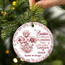 Gift For Bestie,Gift For Sisters,Christmas,Happy - Toile Flower Sisters Are Different Flowers From The Same Garden - Personalized Circle Ceramic Ornament