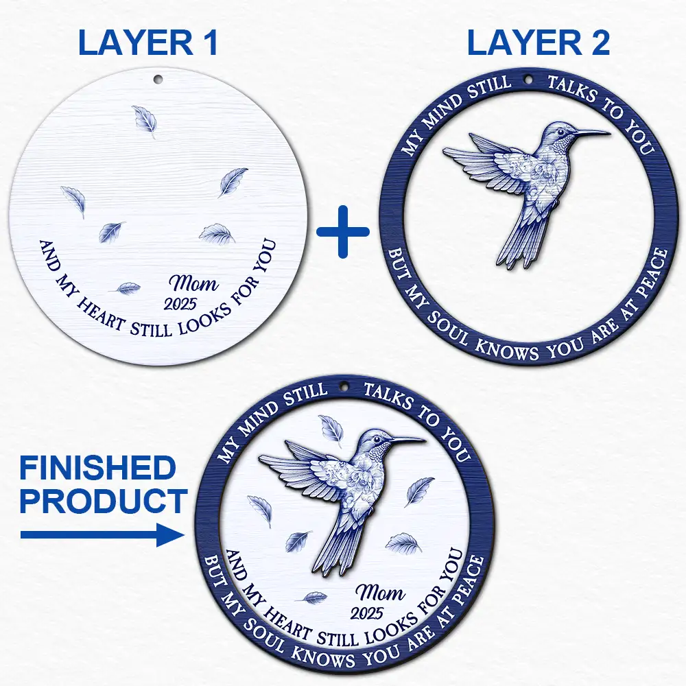 Family,Parents,Gift For Grandparents,Christmas,Sad - Toile Memorial Bird My Mind Still Talks To You - Personalized 2-Layered Wooden Ornament