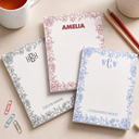 Cozy,Gift For Yourself,Gift For Women,Icon - Toile Monogrammed Letter & Name - Personalized Notepad