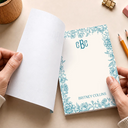 Cozy,Gift For Yourself,Gift For Women,Icon - Toile Monogrammed Letter & Name - Personalized Notepad