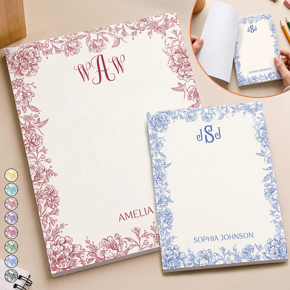Toile Monogrammed Letter & Name - Personalized Notepad