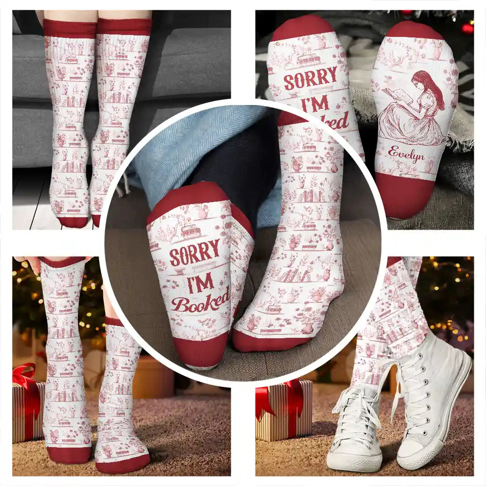 Gift For Yourself,Gift For Women,Reading,Happy,Christmas - Toile Reading Woman Just A Girl Who Loves Books - Personalized Socks