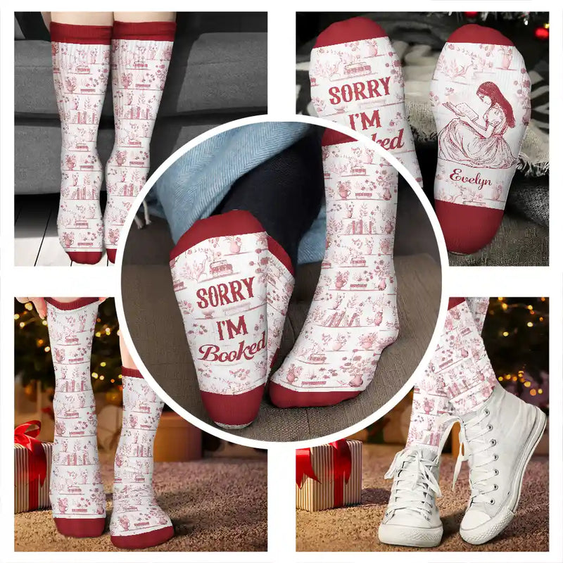Gift For Yourself,Gift For Women,Reading,Happy,Christmas - Toile Reading Woman Just A Girl Who Loves Books - Personalized Socks