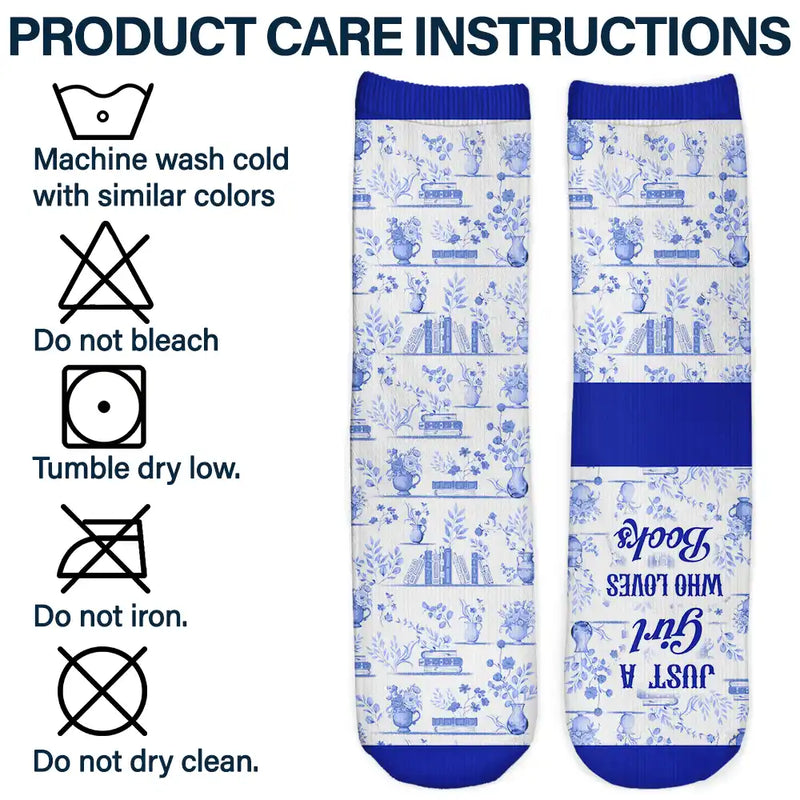 Gift For Yourself,Gift For Women,Reading,Happy,Christmas - Toile Reading Woman Just A Girl Who Loves Books - Personalized Socks