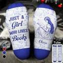 Gift For Yourself,Gift For Women,Reading,Happy,Christmas - Toile Reading Woman Just A Girl Who Loves Books - Personalized Socks