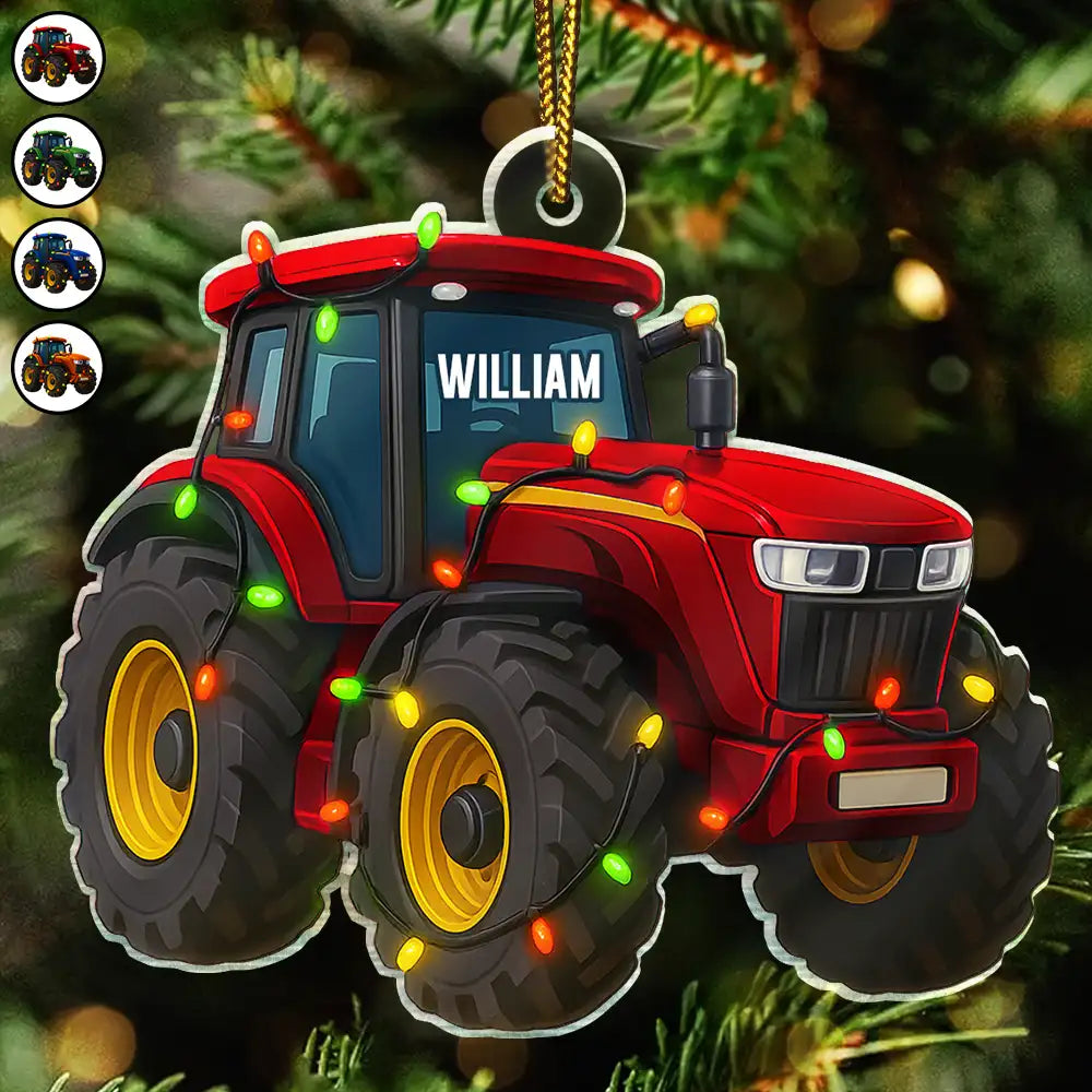 Farm,Gift For Yourself,Christmas,Happy - Tractor Christmas Decorations - Personalized Custom Shaped Acrylic Ornament