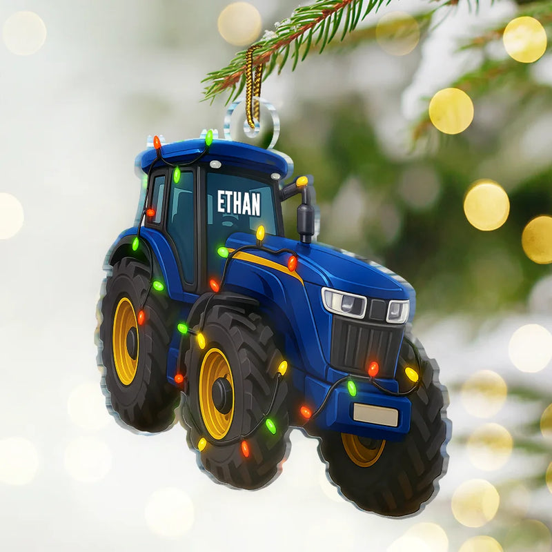 Farm,Gift For Yourself,Christmas,Happy - Tractor Christmas Decorations - Personalized Custom Shaped Acrylic Ornament
