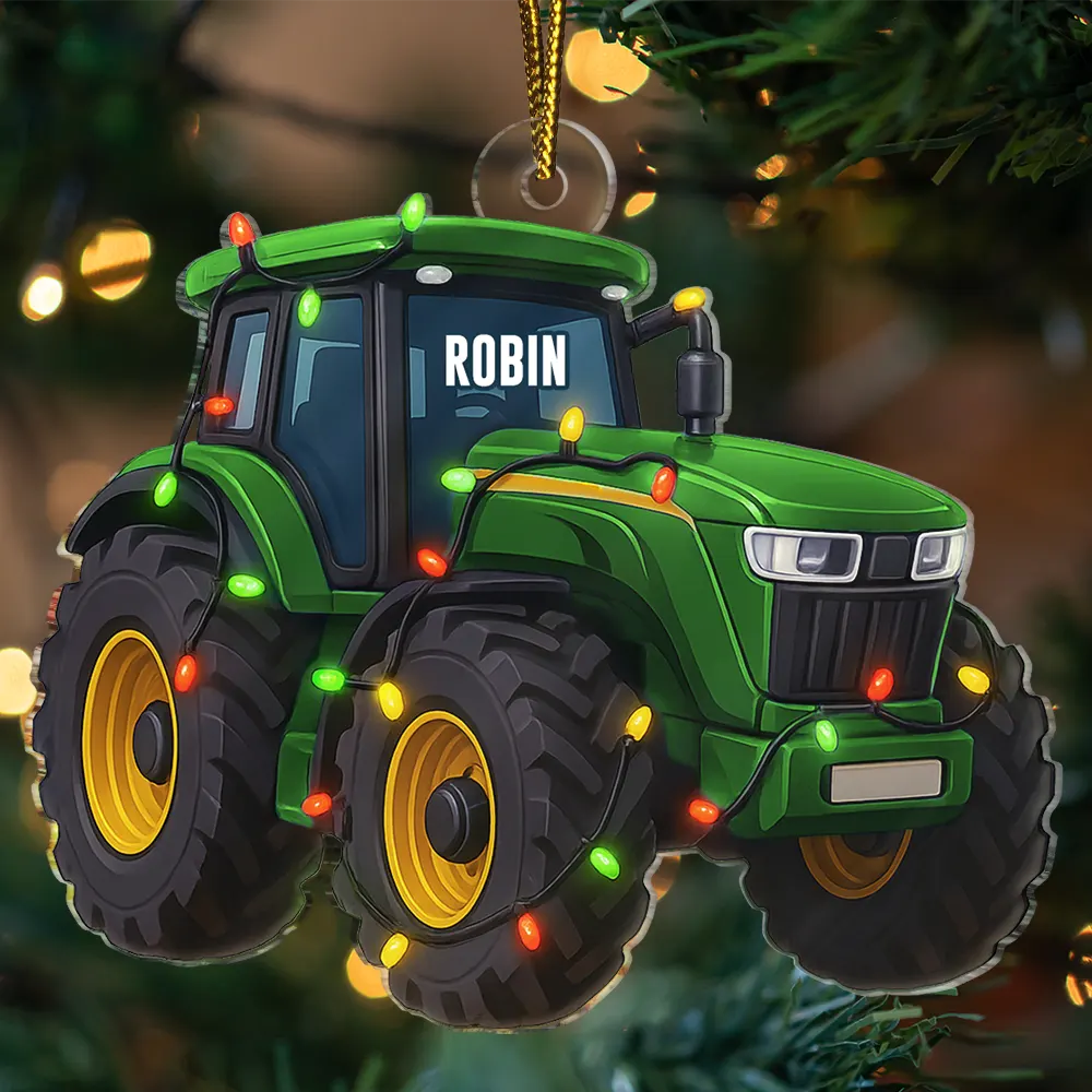 Farm,Gift For Yourself,Christmas,Happy - Tractor Christmas Decorations - Personalized Custom Shaped Acrylic Ornament