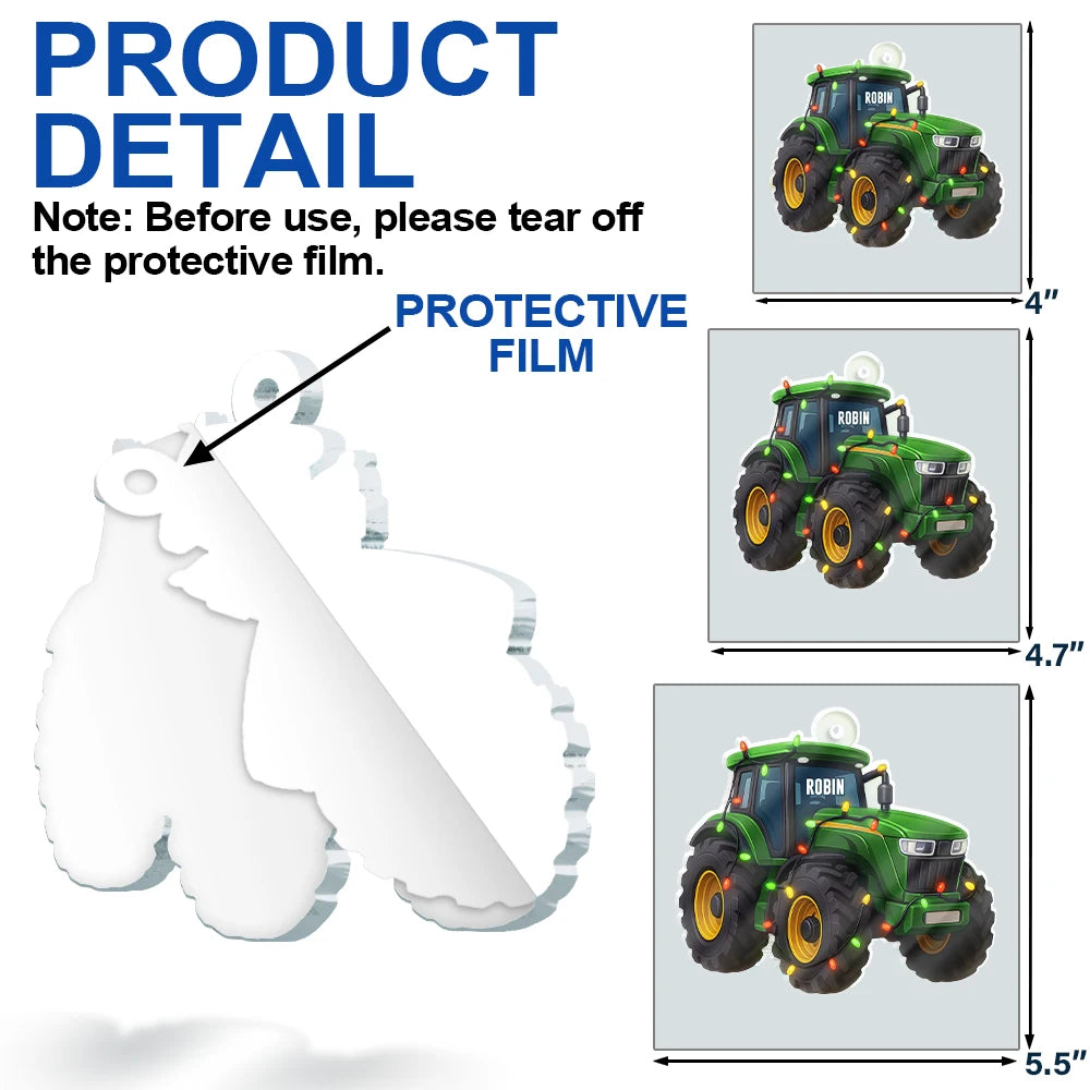 Farm,Gift For Yourself,Christmas,Happy - Tractor Christmas Decorations - Personalized Custom Shaped Acrylic Ornament