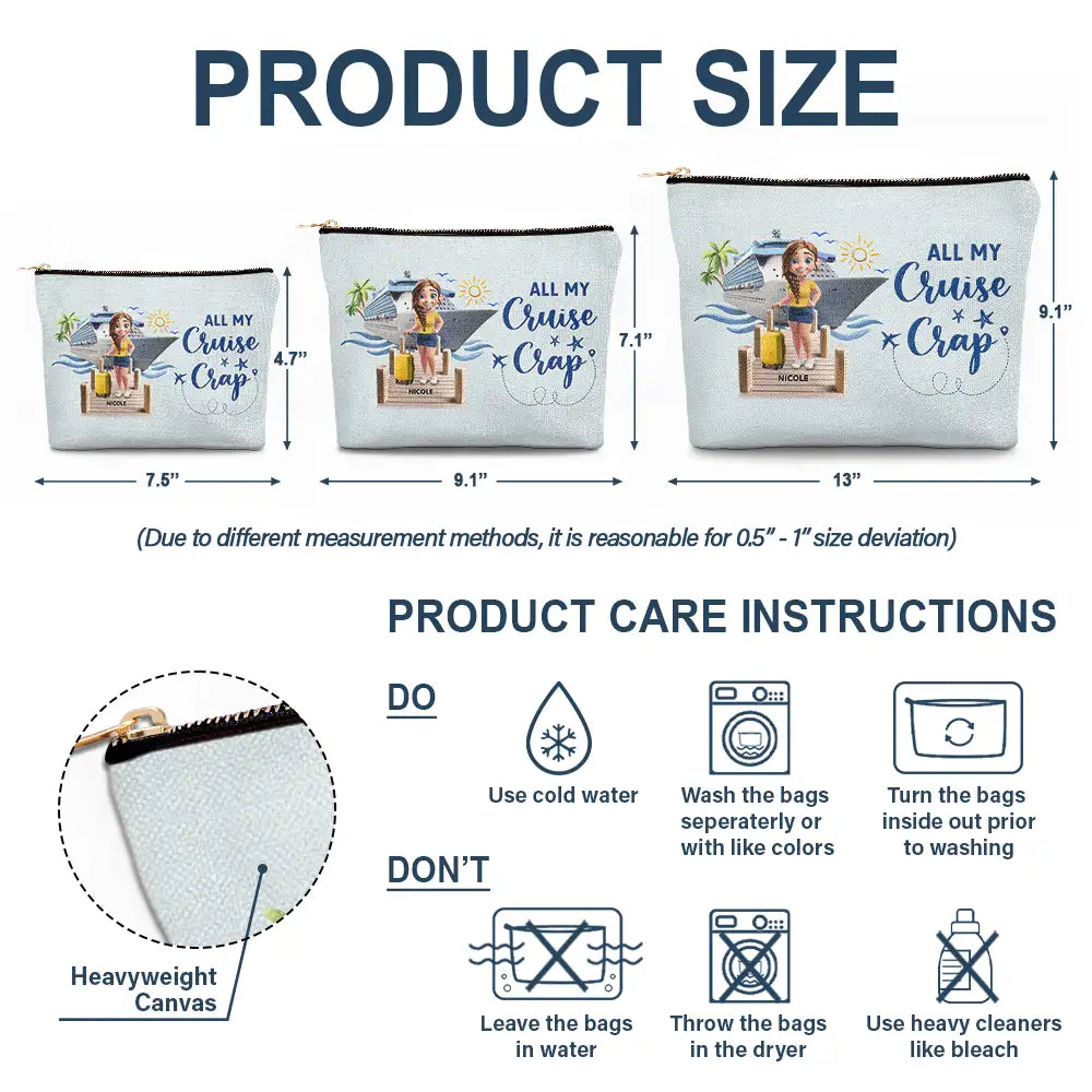 Cruising,Summer,Beach,Gift For Yourself,Gift For Women - Travel All My Cruise Crap - Personalized Cosmetic Bag