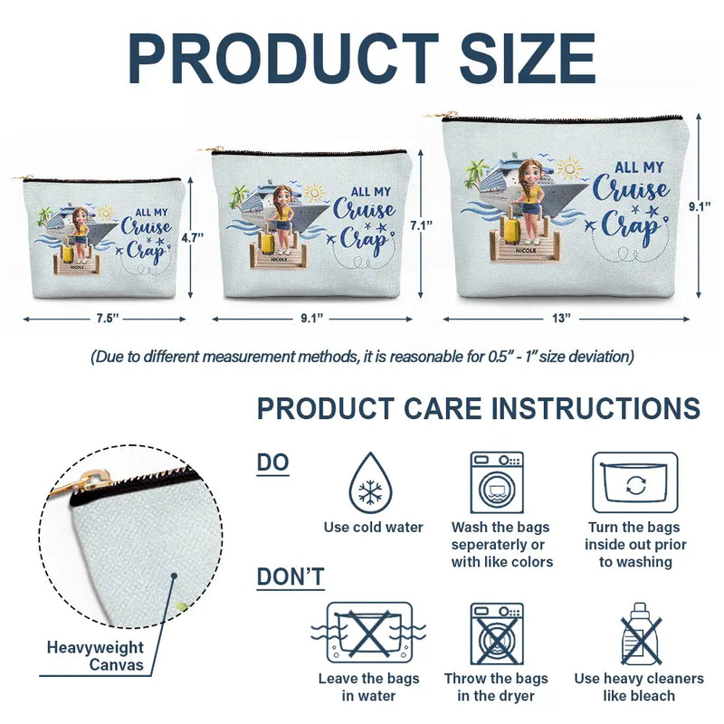 Cruising,Summer,Beach,Gift For Yourself,Gift For Women - Travel All My Cruise Crap - Personalized Cosmetic Bag
