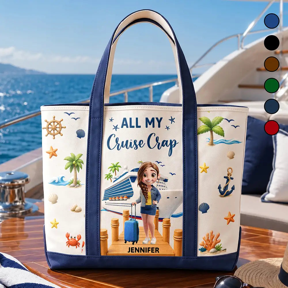 Travel All My Cruise Crap - Personalized Fabric Tote Bag