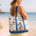 Cruising,Gift For Yourself,Gift For Women,Vector,Happy - Travel All My Cruise Crap - Personalized Fabric Tote Bag