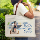 Summer,Beach,Cruising,Gift For Yourself,Gift For Women,Happy - Travel All My Cruise Crap - Personalized Leather Handle Tote Bag