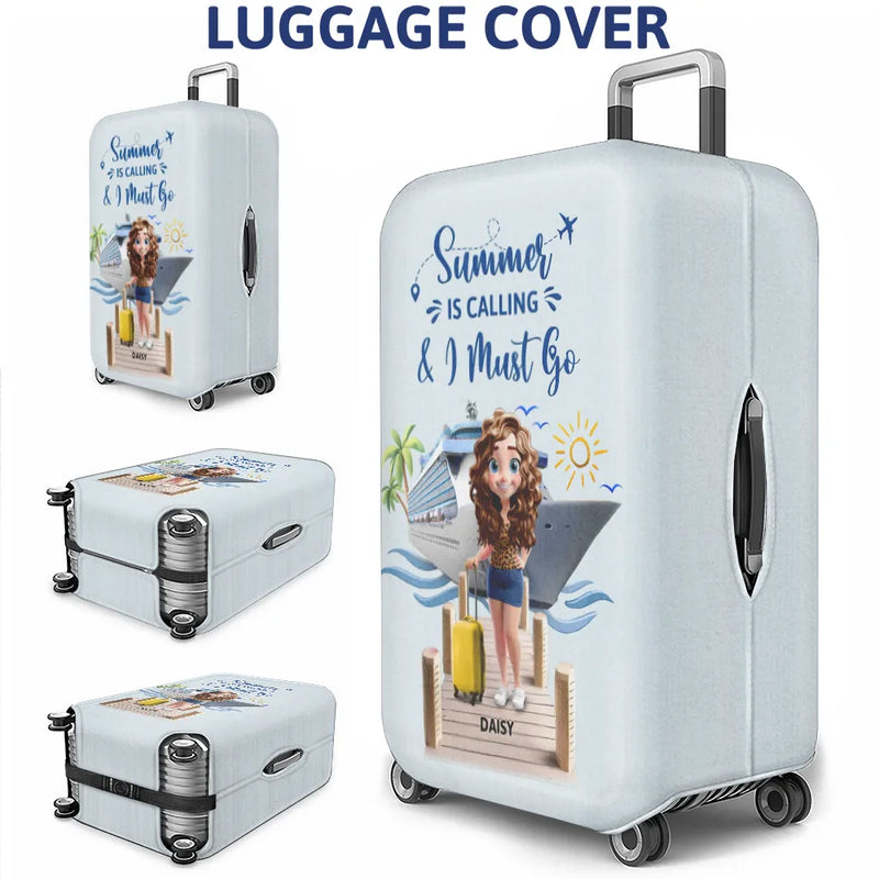 Cruising, Summer, Beach, Gift For Yourself, Gift For Women, Happy - Travel All My Cruise Crap - Personalized Luggage Cover